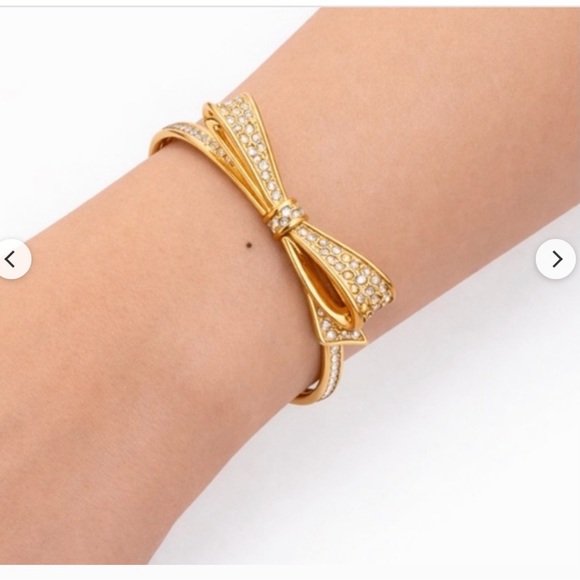 kate spade Jewelry - Kate Spade Love Notes Crystal Hinged Bangle Gold